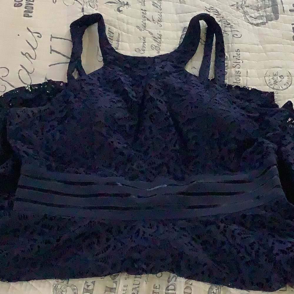 Elegant Dark Blue Lace Semi Dress